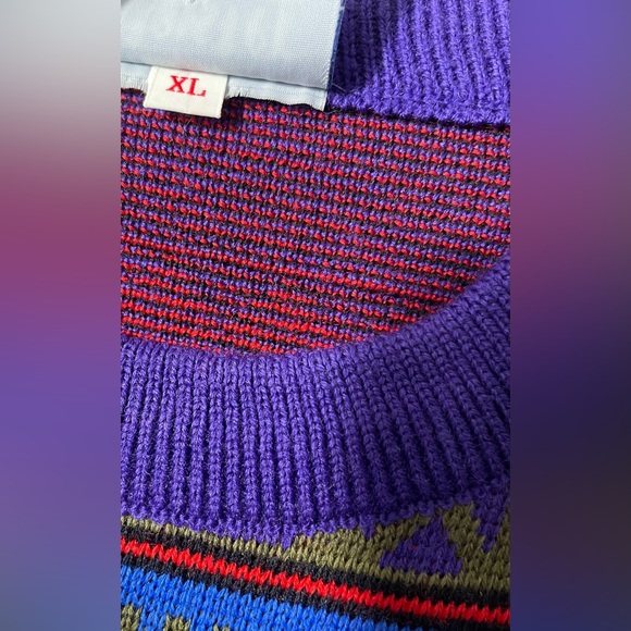 Vintage Meister hagemeister wool acrylic Mulitcolored abstract sweater size XL - Picture 7 of 7